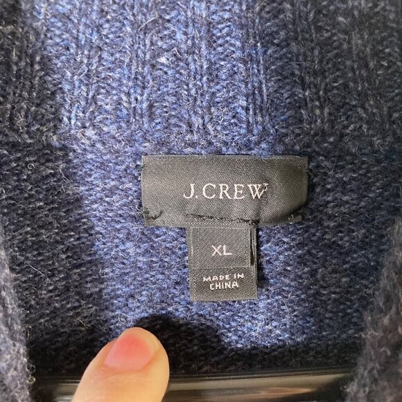 Mens J Crew Lambswool Shawl Collar Pullover Sweater Navy Marled XL Lambswool - Picture 7 of 9